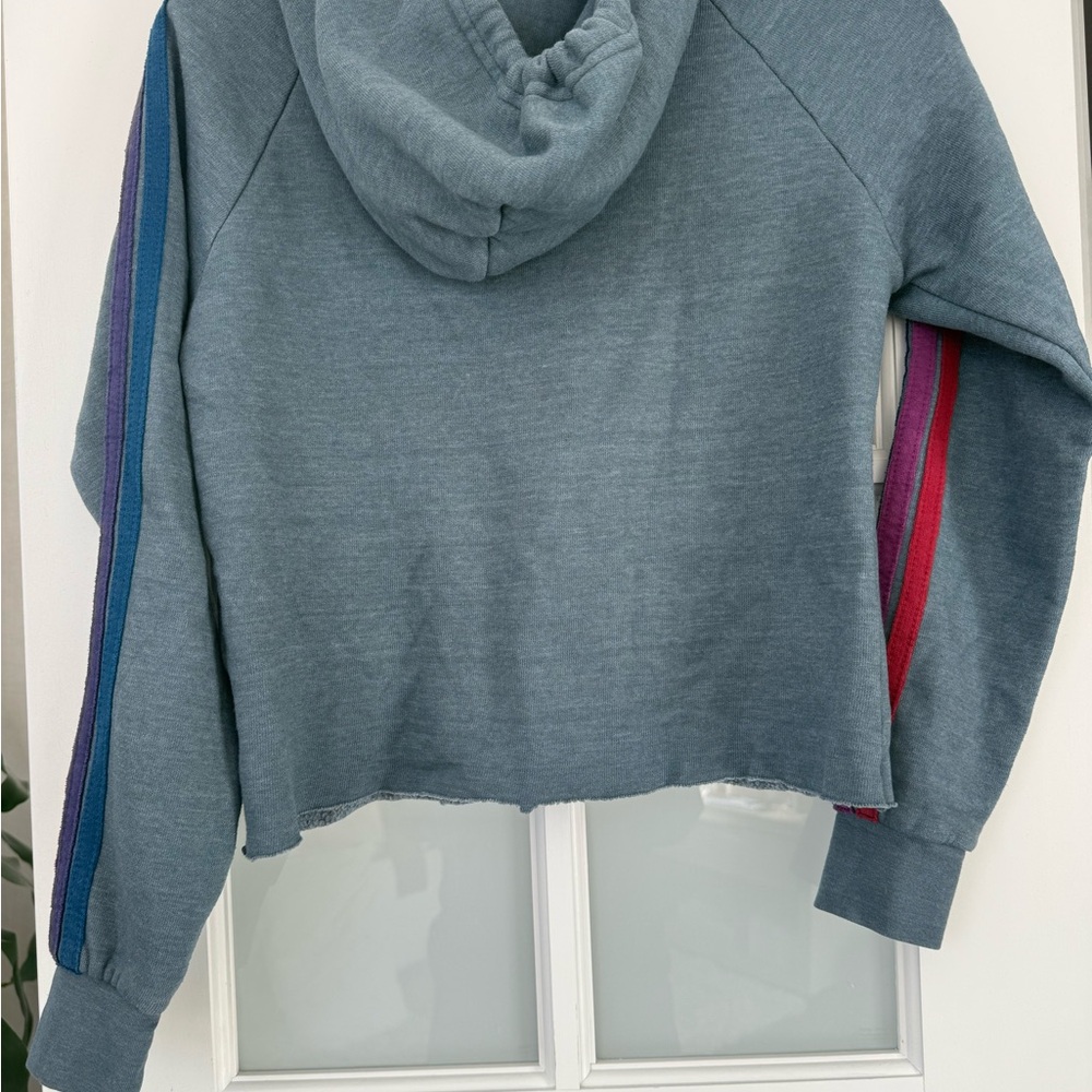 Aviator Nation Gray Hoodie with Multicolor Stripes - Picture 5 of 5
